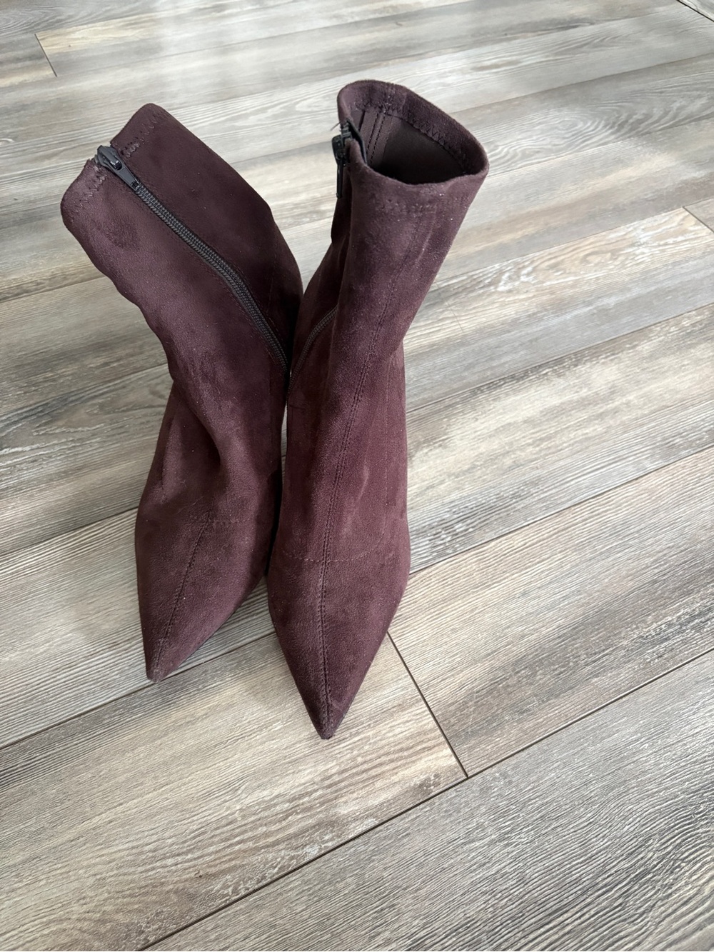 Aldo Wine Suede Pointed Toe Ankle Boots